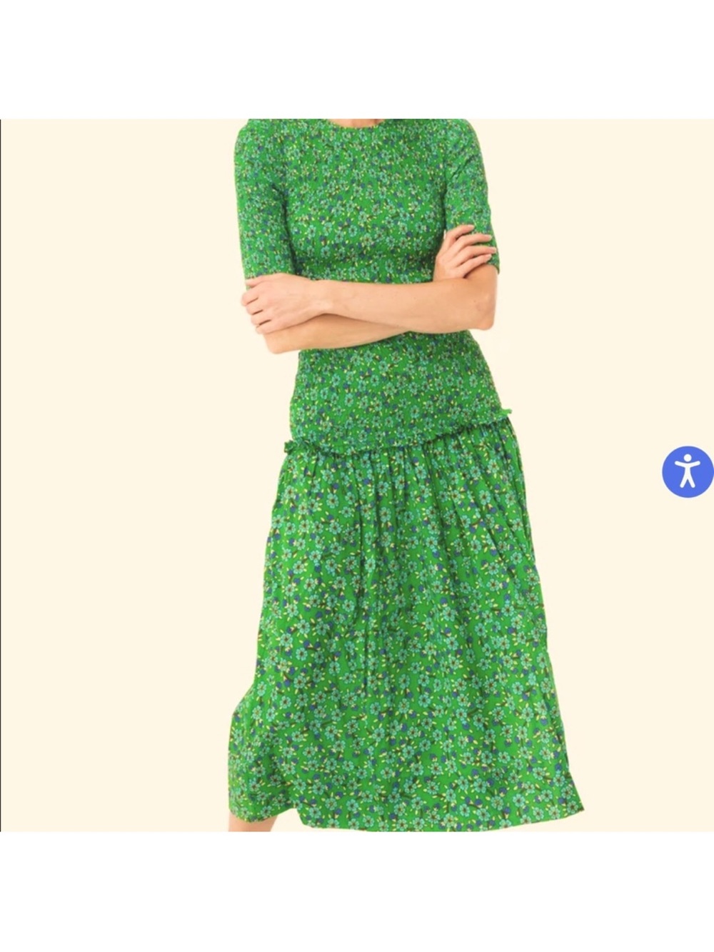 Rhode Zola Shirred Floral-Print Cotton Midi Dress